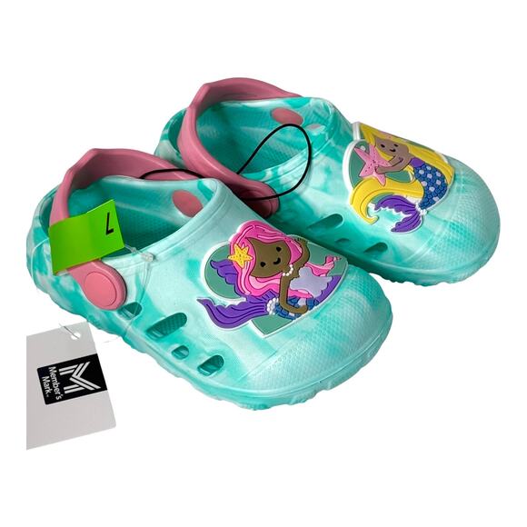 NEW Toddler Girls MERMAID CLOG SHOES Water Friendly Size 7 Teal Pink Back Strap - Picture 1 of 7